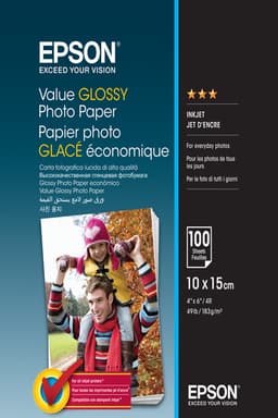 Epson Value - Glossy - 100 x 150 mm - 183 g/m� - 100 sheet(s) photo paper - for Epson L382, L386, L486, Expression Home HD XP-15000, Expression Premium XP-900