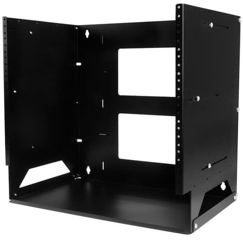StarTech.com 8U Open Frame Wall Mount Network Rack w/ Built in Shelf - 2-Post Adjustable Depth (12" to 18") Equipment Rack - 75.2lbs (WALLSHELF8U) - Rack (wall mount) - black - 8U - 19" - for P/N: CABSCRWS1032