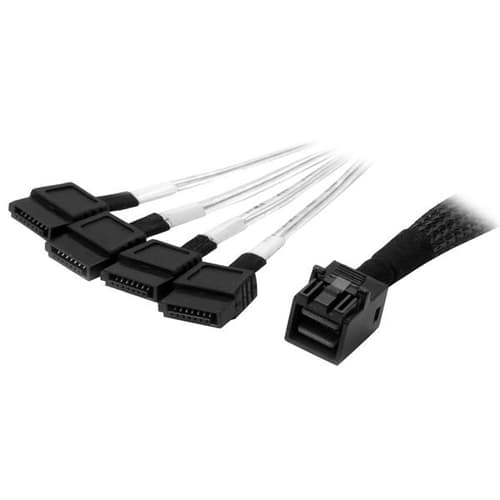 StarTech.com 1m Internal Mini SAS to SATA Cable - SFF-8643 to 4x SATA (SAS43SAT1M) - SATA / SAS cable - 4 x Mini SAS HD (SFF-8643) (P) to SATA (P) - 1 m - black & silver - for P/N: SFF86448PLT2