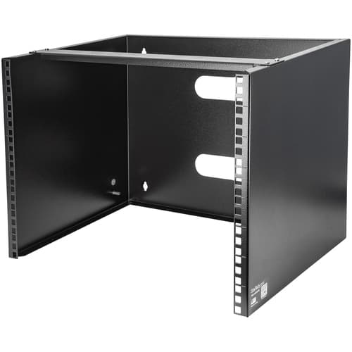 StarTech.com Wall Mount Patch Panel Rack - 4U Wall Mount Rack Shelf with Built in Shelf - 2 Post Open Frame Rack - Rack Shelf (WALLMOUNT8) - Cabinet - wall mountable - black - 8U - 12