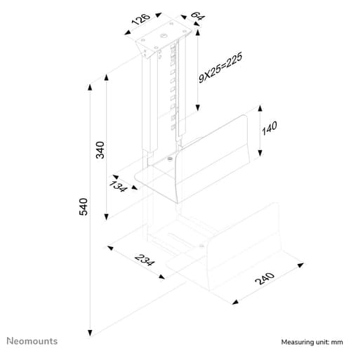 Neomounts CPU-D200 - Mounting kit (CPU mount) - fixed - silver - under-the-desk — view 5
