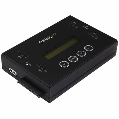 StarTech.com Drive Duplicator & Eraser for USB Flash Drives & 2.5 / 3.5" SATA SSDs/HDDs- 1:1 duplication plus cross-interface - Standalone (SU2DUPERA11) - Hard drive / USB drive duplicator - 1 bays (Serial ATA-600 / USB) - for P/N: SVA12M5NA — view 1