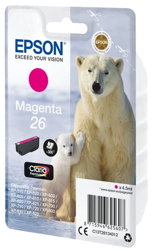 Epson Ink Cartridges, Claria" Premium Ink, 26, Polar bear, Singlepack, 1 x 4.5 ml Magenta, RF+AM — view 3