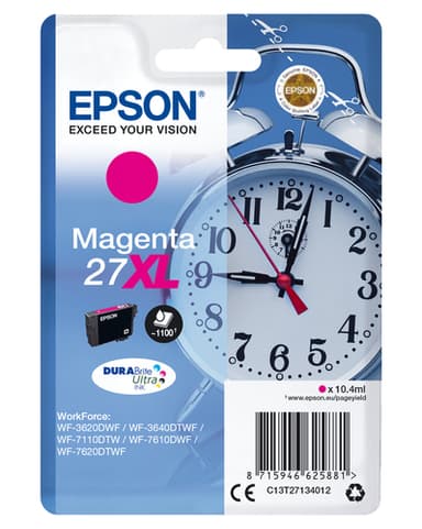 Epson Ink Cartridges, DURABrite" Ultra, 27XL, Alarm clock, Singlepack, 1 x 10.4 ml Magenta, XL