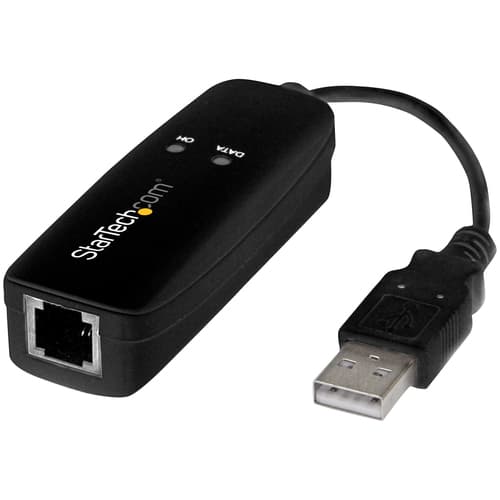 StarTech.com USB 2.0 Fax Modem, 56K External Hardware Dial Up V.92 Modem/Dongle/Adapter, Computer/Laptop Fax Modem, USB to Telephone Jack, USB Data Modem, Network Fax/CMR/POS - 56K V.92 Modem Dongle - Fax / modem - USB - 56 Kbps - K56Flex, V.90, V.92 — view 1