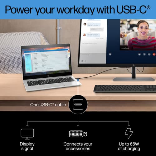 HP E32K G5 - E-Series - LED monitor - 31.5" - 3840 x 2160 4K UHD (2160p) @ 60 Hz - IPS - 350 cd/m� - 1000:1 - 5 ms - HDMI, DisplayPort, USB-C - speakers - black head, black and silver (stand) — view 11