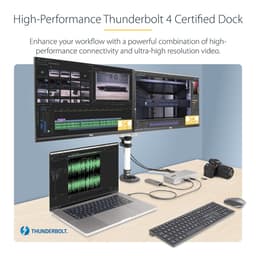 StarTech.com Thunderbolt 4 Multi-Display Docking Station, Quad/Triple/Dual Monitor Dock, 2x HDMI/2x DisplayPort, 7x USB Hub, 2.5 Gigabit Ethernet, 98W Power Delivery, for Windows/MacBook - TB4 Host Cable (132UE-TB4USB4DOCK) - Docking station - Thunderbolt 4 - 2 x DP, 2 x HDMI - 1GbE - 180 Watt
