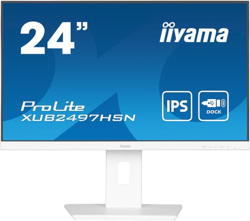 iiyama ProLite XUB2497HSN-W2 - LED monitor - 24" (23.8" viewable) - 1920 x 1080 Full HD (1080p) @ 100 Hz - IPS - 300 cd/m� - 1300:1 - 1 ms - HDMI, DisplayPort, USB-C - speakers - white, matte