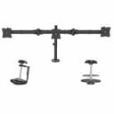 StarTech.com Desk Mount Triple Monitor Arm, Ergonomic VESA 3 Monitor Mount up to 27", Articulating & Height Adjustable Pole Mount, Tilt/Swivel/Rotate LCD/LED Screen, Desk Clamp/Grommet
