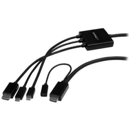 StarTech.com 6ft USB-C, HDMI or Mini DisplayPort to HDMI Adapter Cable - Adapter cable - HDMI, Mini DisplayPort, 24 pin USB-C male to HDMI, Micro-USB Type B (power only) - 2 m - black - 4K support, USB power, passive