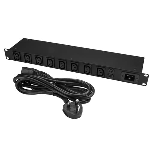 StarTech.com 8-Port Rack-Mount PDU with C13 Outlets - 16 A - 10 ft. Power Cord (BS 1363) - 1U - Power distribution unit (rack-mountable) - AC 110-240 V - 3120 VA - 1-phase - input: IEC 60320 C20 16A - output connectors: 8 (power IEC 60320 C13) - 1U - 19" — view 3