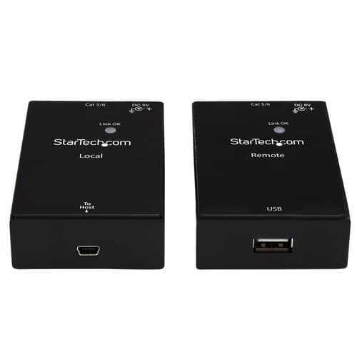 StarTech.com USB 2.0 Extender over Cat5e/Cat6 Cable (RJ45), Up to 165ft (50m), High Speed USB Port Extender Adapter Kit, Powered, USB over Ethernet Cable Extender, 480Mbps, Metal Housing — view 3