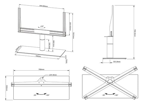 *Non Cancellable/Non Returnable (NCNR)* TABLESTAND TURN BL X LARGE 800X400 — view 21