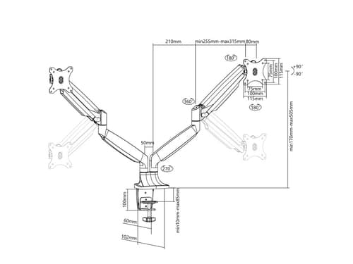 *Non Cancellable/Non Returnable (NCNR)* DESK MOUNT GAS SPRING DUAL BLACK — view 17