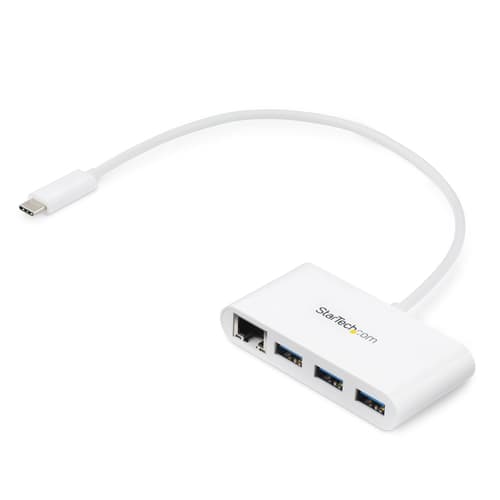 StarTech.com 3 Port USB C Hub w/ Gigabit Ethernet � USB Type C to 3 x USB-A � Multi Port USB 3.0 Hub for MacBook Pro (HB30C3A1GEA) - Hub - 3 x SuperSpeed USB 3.0 + 1 x 10/100/1000