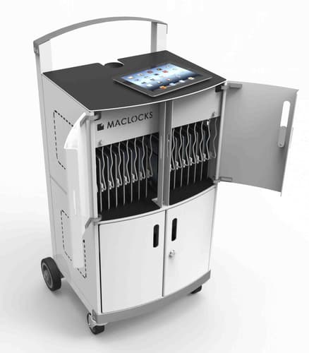 Compulocks CartiPad Duo Tablet / Laptop Charging Rolling Cart 32 Devices UK Power Plug - Cart (charge only) - for 32 tablets - welded steel - screen size: 13"