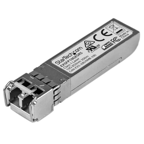 StarTech.com Juniper EX-SFP-10GE-SR Compatible SFP+ Module, 10GBASE-SR, 10GbE Multimode Fiber MMF Optic Transceiver, 10GE Gigabit Ethernet SFP+, LC Connector, 300m, 850nm, DDM, Mini GBIC - Lifetime Warranty (EXSFP10GESRS) - SFP+ transceiver module (equivalent to: Juniper EX-SFP-10GE-SR) - 10GbE - 10GBase-SR - LC multi-mode - up to 300 m - 850 nm