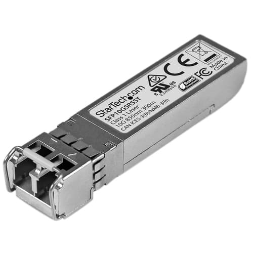 StarTech.com Cisco SFP-10G-SR-S Compatible SFP+ Module, 10GBASE-SR, 10GbE MMF Optic Transceiver, 10GE Gigabit Ethernet SFP+, LC Connector, 300m, 850nm, DDM, Cisco Firepower, ASR9000, C9300 - Lifetime Warranty (SFP10GSRSST) - SFP+ transceiver module (equivalent to: Cisco SFP-10G-SR-S) - 10GbE - 10GBase-SR - LC multi-mode - up to 300 m - 850 nm