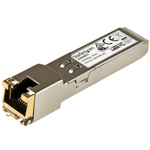 StarTech.com HPE JD089B Compatible SFP Module, 1000BASE-T, SFP to RJ45 Cat6/Cat5e, 1GE Gigabit Ethernet SFP, RJ-45 (Copper) 100m, HPE 5820AF, 12500, 5500, 1Gbps Mini GBIC Transceiver SFP - Lifetime Warranty (JD089BST) - SFP (mini-GBIC) transceiver module (equivalent to: HP JD089B) - 1GbE - 1000Base-T - RJ-45 - up to 100 m