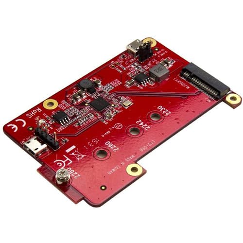 StarTech.com Raspberry Pi Board - USB 2.0 480Mbps - USB to M.2 SATA Converter - USB to SATA Raspberry Pi SSD (PIB2M21) - Storage controller - M.2 Card - USB 2.0 - red