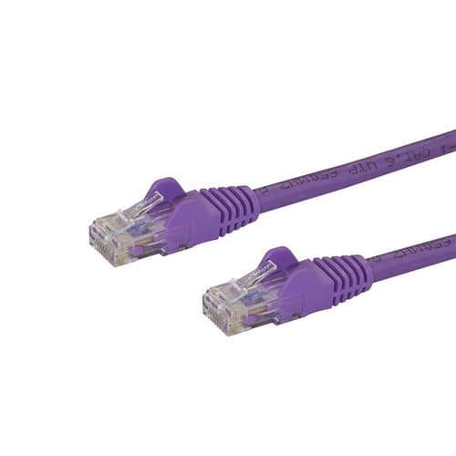 StarTech.com 50cm CAT6 Ethernet Cable, 10 Gigabit Snagless RJ45 650MHz 100W PoE Patch Cord, CAT 6 10GbE UTP Network Cable w/Strain Relief, Purple, Fluke Tested/Wiring is UL Certified/TIA - Category 6 - 24AWG (N6PATC50CMPL) - Network cable - RJ-45 (M) to RJ-45 (M) - 50 cm - UTP - CAT 6 - snagless, stranded - purple