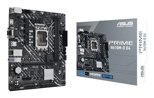 ASUS PRIME H610M-D D4 - Motherboard - micro ATX - LGA1700 Socket - H610 Chipset - USB 3.2 Gen 1 - Gigabit LAN - onboard graphics (CPU required) - HD Audio (8-channel)