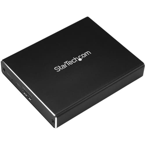 StarTech.com Dual-Slot Hard Drive Enclosure for M.2 SATA SSDs - USB 3.1 (10Gbps) - Aluminum - M.2 to SATA - Raid Drive Enclosure (SM22BU31C3R) - Flash storage array - 2 bays - USB 3.1 (external) - for P/N: TBLT3MM1MA, TBLT3MM2M, TBLT3MM2MA