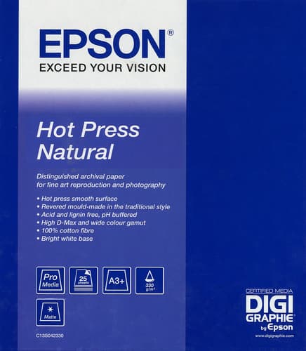 Epson Fine Art Hot Press Natural - Cotton - smooth matte - natural white - A2 (420 x 594 mm) - 330 g/m� - 25 sheet(s) rag paper - for Stylus Pro 4900 Spectro_M1, SureColor P5000, P800, SC-P10000, P20000, P5000, P6000, P7500 — view 4