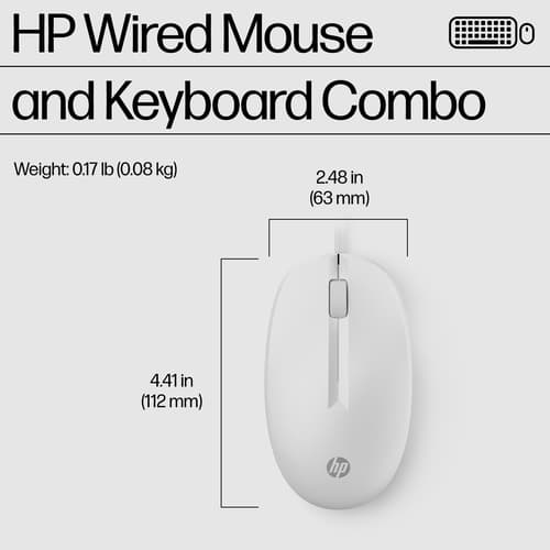 HP 225 - Keyboard and mouse set - 100% - full size - USB - UK - cashmere white — view 4