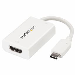 StarTech.com USB C to HDMI 2.0 Adapter with Power Delivery, 4K 60Hz USB Type-C to HDMI Display/Monitor Video Converter, 60W PD Pass-Through Charging Port, Thunderbolt 3 Compatible, White - USB-C Display Adapter (CDP2HDUCPW) - External video adapter - USB-C - HDMI - white