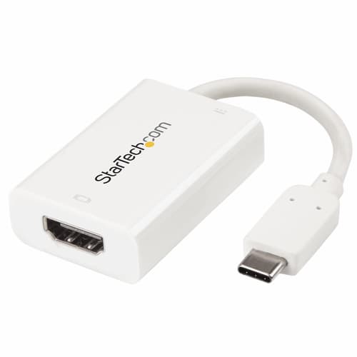 StarTech.com USB C to HDMI 2.0 Adapter with Power Delivery, 4K 60Hz USB Type-C to HDMI Display/Monitor Video Converter, 60W PD Pass-Through Charging Port, Thunderbolt 3 Compatible, White - USB-C Display Adapter (CDP2HDUCPW) - External video adapter - USB-C - HDMI - white