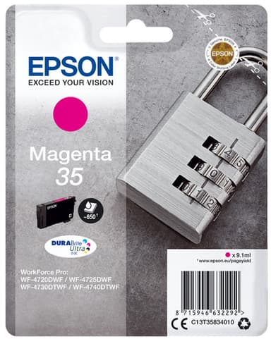 Epson Ink Cartridges, DURABrite" Ultra, 35, Padlock, Singlepack, 1 x 9.1 ml Magenta