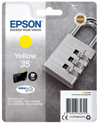 Epson Ink Cartridges, DURABrite" Ultra, 35, Padlock, Singlepack, 1 x 9.1 ml Yellow
