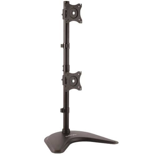 StarTech.com Vertical Dual Monitor Stand - Supports Monitors 13" to 27" - Adjustable - Computer Monitor Stand for Double Stacked VESA Monitors - Black (ARMBARDUOV) - Stand - for 2 monitors - heavy duty steel - black - screen size: 13"-27" - desktop stand - for P/N: ACCSMNT, DK30A2DH, DK30C2DAGPD, DK30C2HAGPD, TB3DK2DPM2, TB3DK2DPPD, USB3SDOCKDD