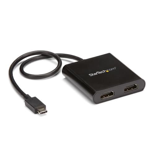 StarTech.com 2-Port Multi Monitor Adapter, USB-C to 2x HDMI Video Splitter, USB Type-C DP Alt Mode to HDMI MST Hub, Dual 4K 30Hz or 1080p 60Hz, Compatible with Thunderbolt 3, Windows Only - Multi Stream Transport (MSTCDP122HD) - Adapter cable - 24 pin USB-C male to HDMI female - 44 m - black - 4K30Hz (3840 x 2160) support, 2560 x 1600 (WQXGA) support 60Hz - for P/N: TB33A1C