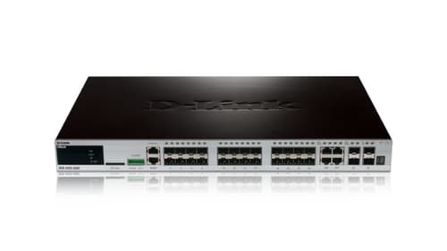 D-Link xStack 24-port SFP Layer 2+ Stackable Managed Gigabit Switch including 4-port Combo 1000BaseT/SFP plus 4 10GE SFP+