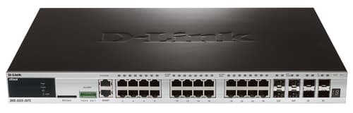 D-Link xStack 24-port 10/100/1000 Layer 2+ Stackable Managed Gigabit Switch including 4-port Combo 1000BaseT/SFP plus 4 10GE SFP+