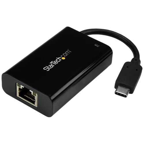 StarTech.com USB C to Gigabit Ethernet Adapter/Converter w/ PD 2.0, 1Gbps USB 3.1 Type C to RJ45/LAN Network w/ Power Delivery Pass Through Charging, TB3 Compatible/ MacBook Pro Chromebook - USB Type-C to Ethernet (US1GC30PD) - Network adapter - USB-C - Gigabit Ethernet - black
