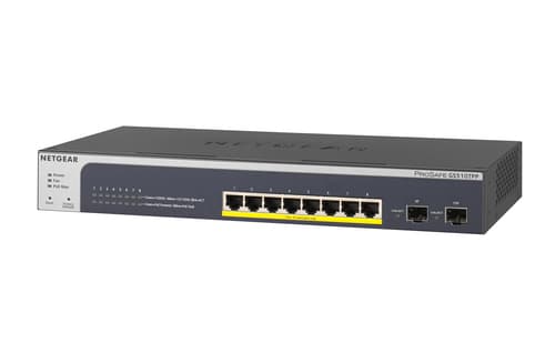 NETGEAR Smart GS510TPP - Switch - L3 Lite - smart - 8 x 10/100/1000 (PoE+) + 2 x SFP - desktop, rack-mountable - PoE+ (190 W) — view 1
