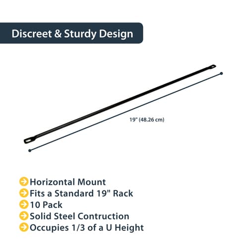StarTech.com Horizontal Lacing Bar - Server Rack Cable Management - 19" Network Rack Mount Cord Organizer- 10 pack (CMLB10) - Rack cable management lacing bar - 1U - 48.3 cm (pack of 10) — view 5