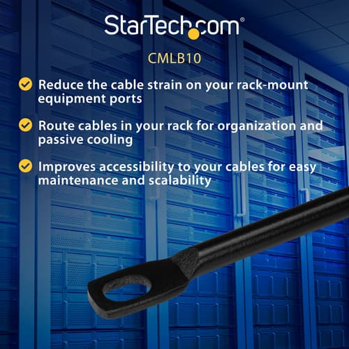 StarTech.com Horizontal Lacing Bar - Server Rack Cable Management - 19" Network Rack Mount Cord Organizer- 10 pack (CMLB10) - Rack cable management lacing bar - 1U - 48.3 cm (pack of 10) — view 6
