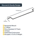 StarTech.com Horizontal Lacing Bar w/ 2 inch Offset at 75 Degrees- Server Rack Cable Management- 19" Network Rack-Mount Cord Organizer- 10pk (CMLB102) - Rack cable management lacing bar - 1U - 48.3 cm (pack of 10) - for P/N: RK1536BKF, RK1836BKF, RK4OD