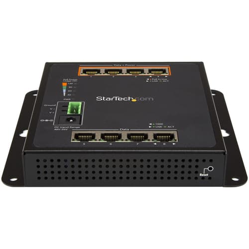 StarTech.com Industrial 8 Port Gigabit PoE Switch, 4 x PoE+ 30W, Power Over Ethernet, Hardened GbE Layer/L2 Managed Switch, Rugged High Power Gigabit Network Switch IP-30/-40C to +75C — view 3