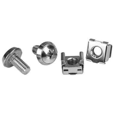 StarTech.com Rack Screws - 20 Pack - Installation Tool - 12 mm M6 Screws - M6 Nuts - Cabinet Mounting Screws and Cage Nuts (CABSCRWM620) - Rack screws and nuts - silver (pack of 20)