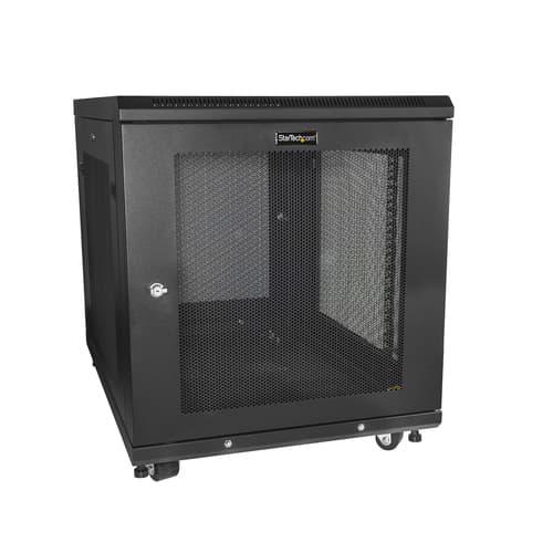 StarTech.com 12U Server Rack Cabinet, 4-Post Adjustable Depth (2" to 30")Network Equipment Rack Enclosure w/Casters/Cable Management/Shelf/Locking, Dell PowerEdge, HP ProLiant, ThinkServer - 12U Rack Cabinet (RK1233BKM) - Rack cabinet - black - 12U - 31"