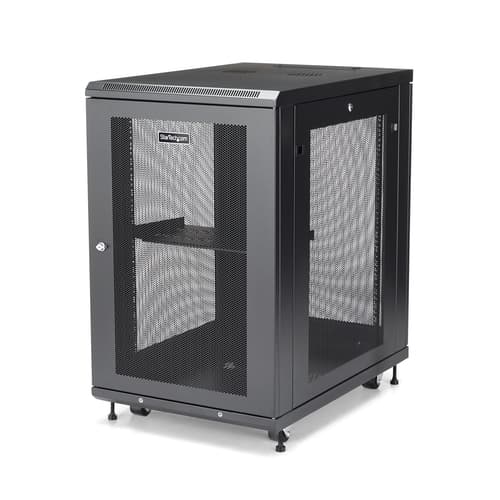 StarTech.com 18U Server Rack Cabinet, 4-Post Adjustable Depth (2" to 30") Network Equipment Rack Enclosure w/Casters/Cable Management/Shelf/Locking Dell PowerEdge, HP ProLiant ThinkServer - 18U Rack Cabinet (RK1833BKM) - Rack cabinet - 18U - 31"