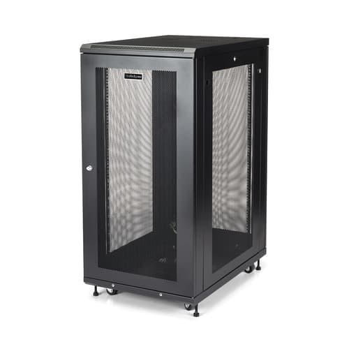StarTech.com 24U Server Rack Cabinet, 4-Post Adjustable Depth (2" to 30") Network Equipment Rack Enclosure w/Casters/Cable Management/Shelf/Locking Dell PowerEdge, HP ProLiant ThinkServer - 24U Rack Cabinet (RK2433BKM) - Rack cabinet - 24U - 31"