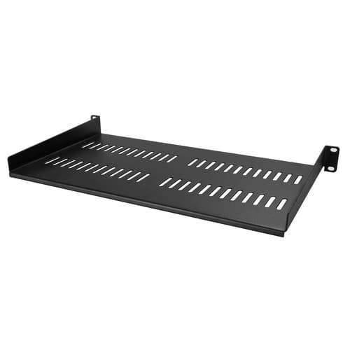StarTech.com 1U Vented Server Rack Cabinet Shelf, 10in Deep Fixed Cantilever Tray, Rackmount Shelf for 19" AV/Data/Network Equipment Enclosure with Cage Nuts & Screws, 44lbs Weight Cap. - 1U Network Rack Shelf (CABSHELFV1U) - Rack shelf - black - 1U - 10"