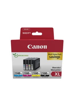 Canon PGI-2500XL BK/C/M/Y Multipack - 4-pack - XL - black, yellow, cyan, magenta - original - ink tank - for MAXIFY iB4050, iB4150, MB5150, MB5155, MB5350, MB5450