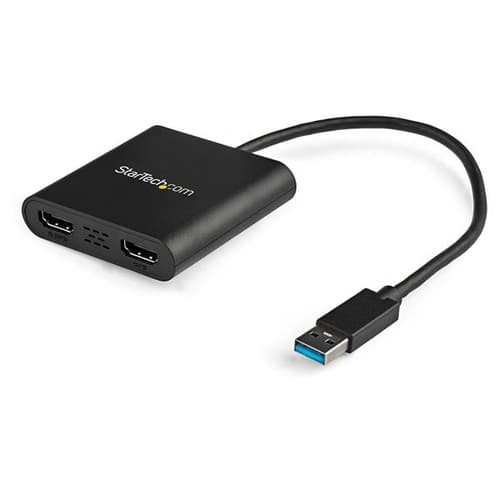 StarTech.com USB 3.0 to Dual HDMI Adapter, 1x 4K 30Hz & 1x 1080p, External Video & Graphics Card, USB Type-A to HDMI Dual Monitor Display Adapter Dongle, Supports Windows Only, Black - USB to Dual HDMI Adapter (USB32HD2) - Adapter cable - TAA Compliant - USB Type A male to HDMI female - 25 cm - black - 4K30Hz (3840 x 2160) support - for P/N: HDDVIMM3, HDMM12, HDMM15, HDMM1MP, HDMM2MP, HDMM3, HDMM3MP, HDMM50A, HDMM6, HDPMM50